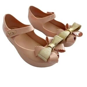 Mini Melissa Toddler Girls Ultragirl Sweet Bow Flat Size 10 Light Pink Gold